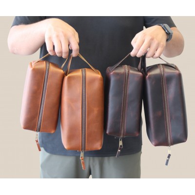 Engreved Leather Dopp Kit for Bulk Orders Ideal as Groomsmen Partner Father's day Travel and Corporate Event Gifts